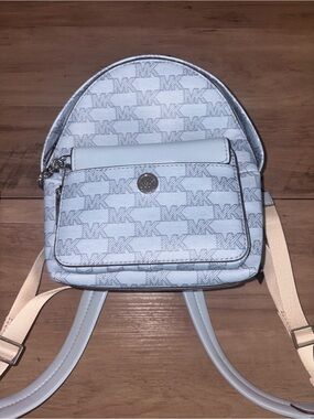 Michael Kors Light Blue MK Logo Mini Backpack